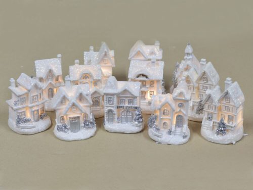 White-silver illuminated house small 1pc