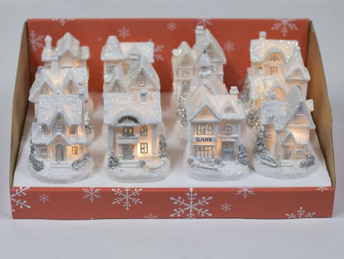 Small white-silver illuminated house 12 pcs - SMART PRICE!