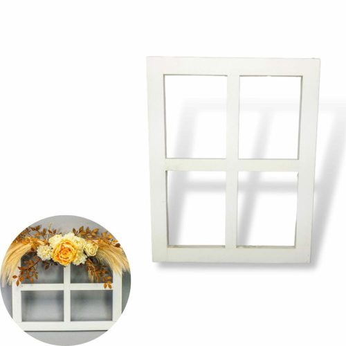 Decorative window frame made of wood, white 51cm*41cm