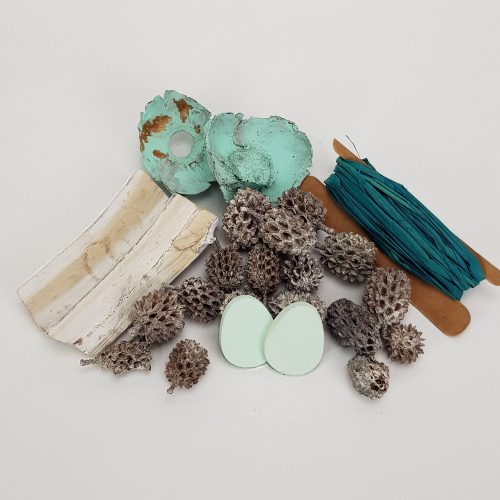 Kikelet fruit package with raffia - Turquoise
