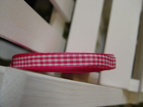 Checkered ribbon pink 1cm