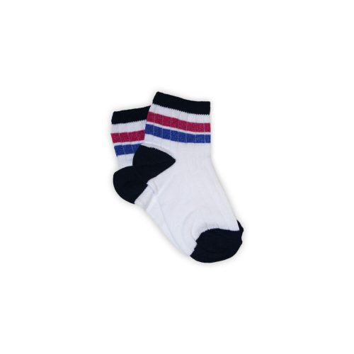 Girls cotton ankle socks - ribbed - glittery - pink-blue striped - 29-34