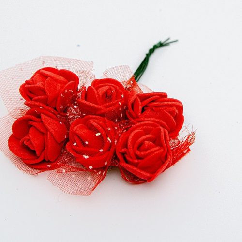 2 cm red foam rose with tulle (12 pcs)