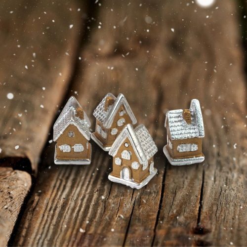 Ceramic cottage brown-silver 4pcs/set