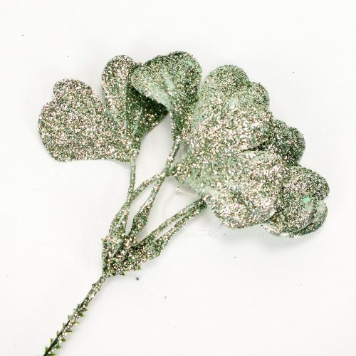 Sparkling ginkgo leaf pick greenish silver