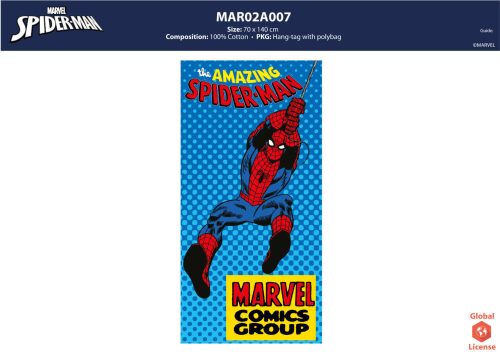 Spiderman children's beach towel - 100% cotton - 70x140 cm - medium blue