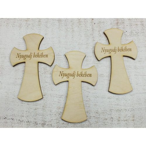 Natural wood - Cross curved "Rest in peace" 10cm 3pcs/pack