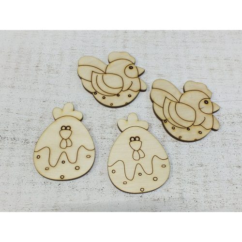 Natural wood - Dotted poultry 4 pcs/pack