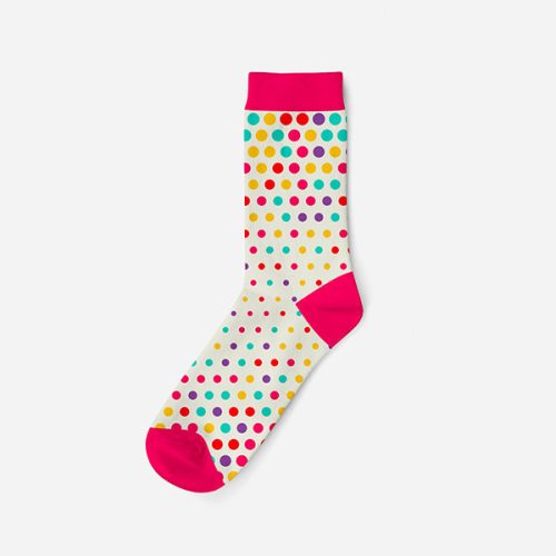 Children's cotton socks - 31-34 - white-pink colored dots - Evidence