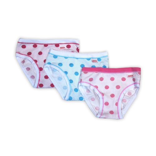 Cotton girl's panties - Cotton jersey - 3 pieces - polka dots - pink-pink-light blue - 110