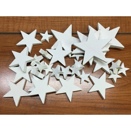 White wooden stars mixed 30pcs/pack