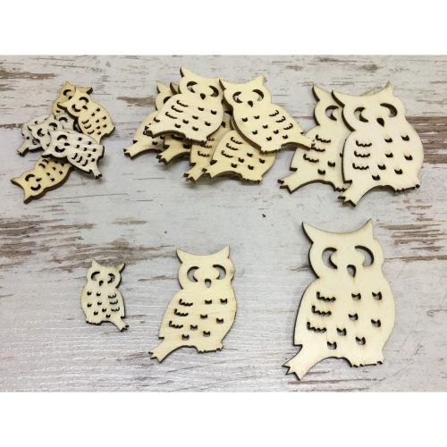 Wooden owl different sizes 15 pcs/pack