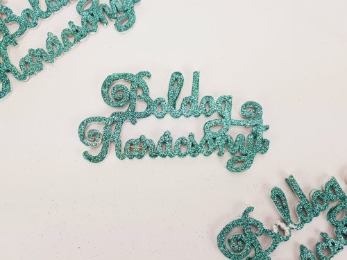 Sparkling Merry Christmas lettering elegant turquoise 3pcs/set