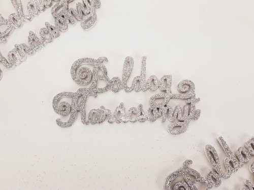 Sparkling Merry Christmas lettering elegant silver 3pcs/set