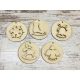 Natural wood - Christmas circle decoration set 7cm 5pcs/pack