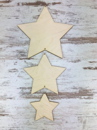 Naturholz - Aufreihbare Sterne 20-15-10cm 3Stk/Packung