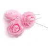 Różowa piankowa róża o sedrenciy 6 cm z łodygą i brokatem