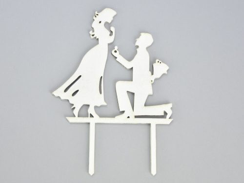 Wood - Cake topper girl proposal white