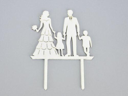 Wood - Wedding cake decoration with children white