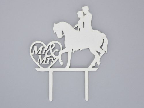 Wood - Horse wedding cake topper white