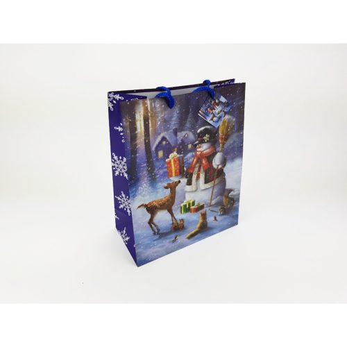 Gift bag - snowman blue 26x32cm