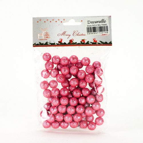 Polystyrene ball small glitter - PINK