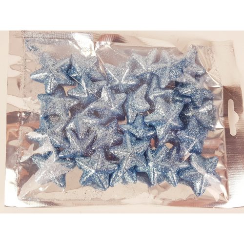 Polystyrene star with big glitter - COUNTRY BLUE