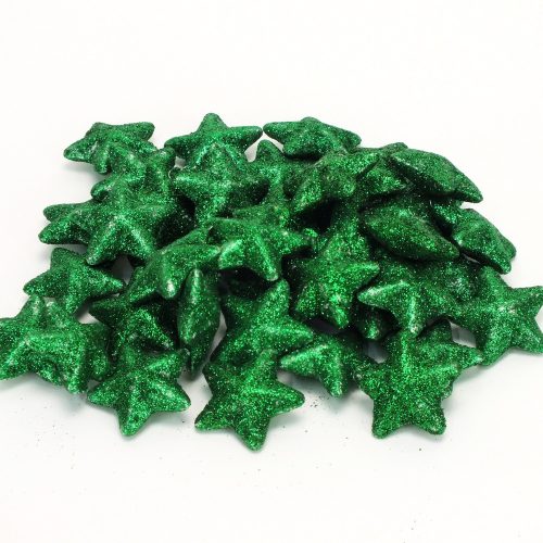 Polystyrene star large glitter - DARK GREEN