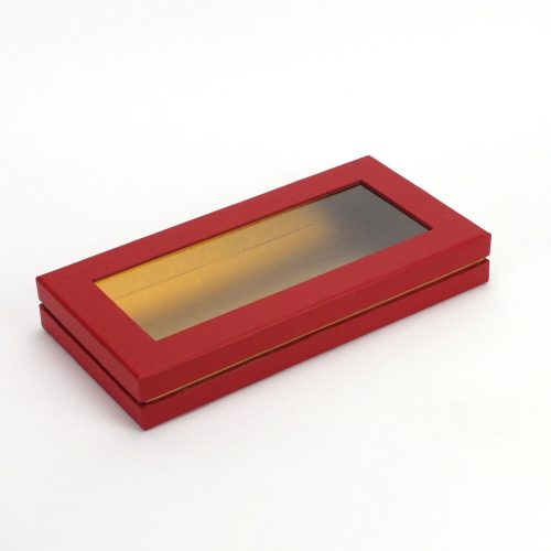 Flache Ziegelstein-Papierschachtel in Rot mit goldener Innenseite