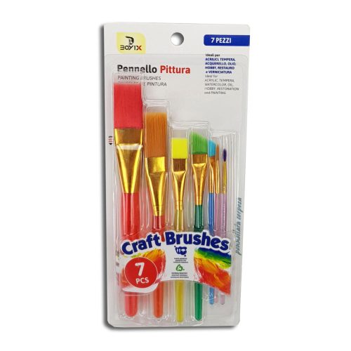 Set of 7 colored brushes