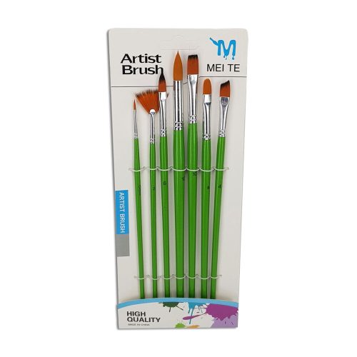 Brush set of 7 green handles (0-2-4-6-8-10-12)