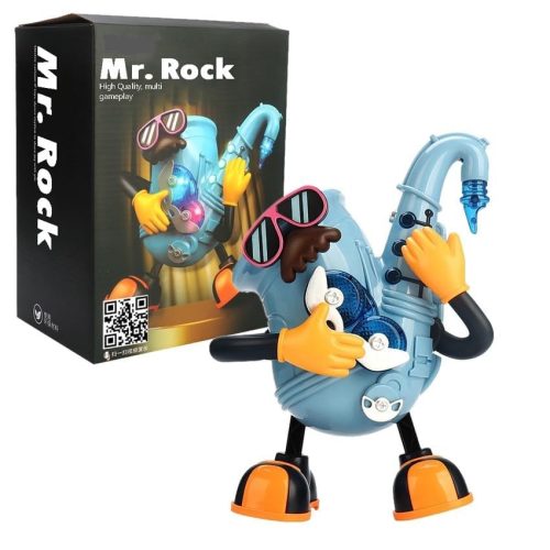 Mr Rock Tánoló, zenélő szaxofonos figura, zenével és világítással 