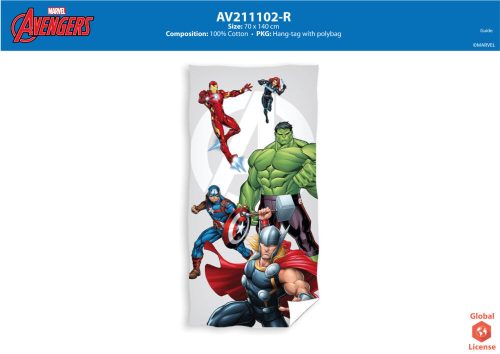 Ręcznik plażowy Avengers - 100% bawełna - 70x140 cm - jasnoszary