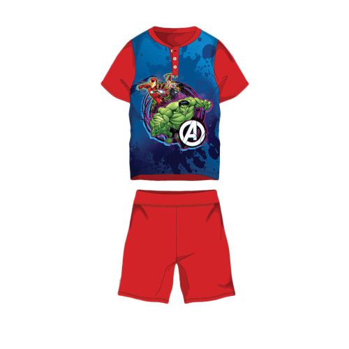 Letnia bawełniana pijama dziecięca z krótkim rękawem - Avengers - czerwona - 140