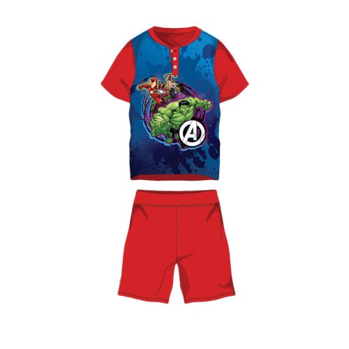 Summer short-sleeved children's cotton pajamas - Avengers - red - 140