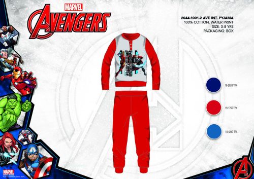 Winter cotton interlock children's pajamas - Avengers - red - 134