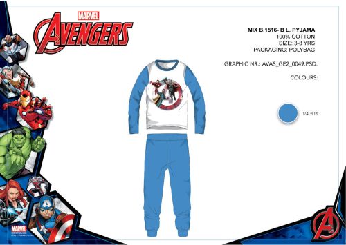 Avengers Kinder-Jersey-Pyjama – Baumwollpyjama – Mittelblau – 104