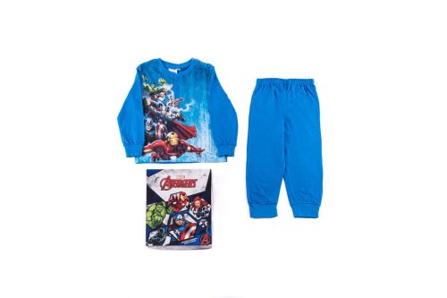 Long thin cotton children's pajamas - Avengers - 98 - medium blue