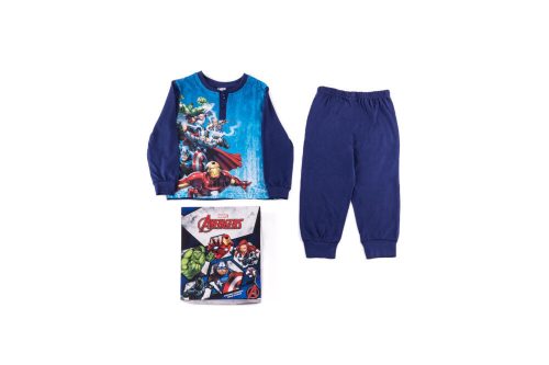 Long thin cotton children's pajamas - Avengers - 104 - dark blue