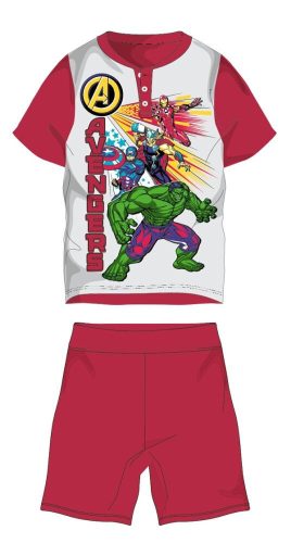 Letnia pijama dziecięca z krótką rękąvem Avengers - bawełniana pijama z jerseyu - czerwona - 104