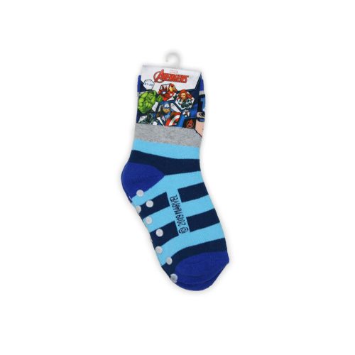 Non-slip children's ankle socks - Avengers - thermal plush - gray-blue - 23-26