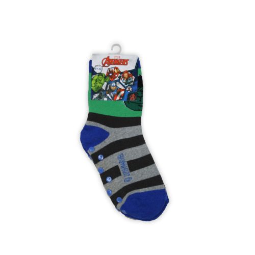 Non-slip children's ankle socks - Avengers - thermal plush - green-grey - 27-30