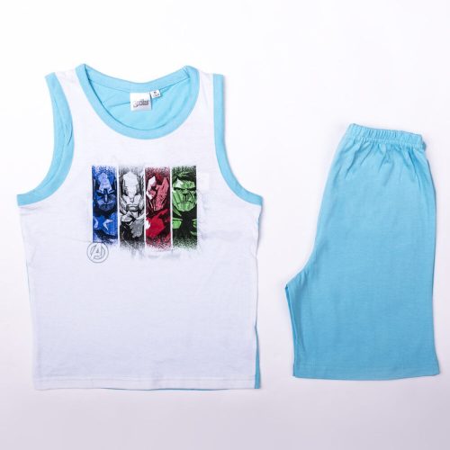Bawełniany letni komplet dla chłopca Avengers - komplet t-shirt i spodenki - turkusowo-niebieski - 98