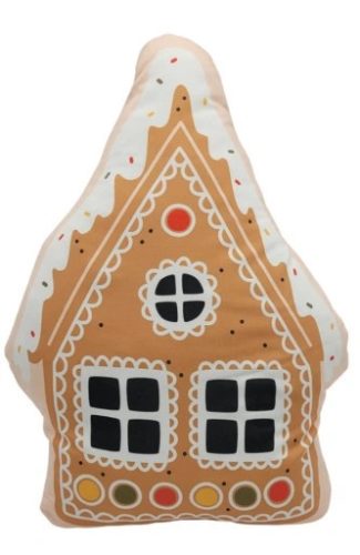 Mézeskalács házikó Sweet Karácsony formapárna, díszpárna 40x34 cm Velúr