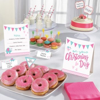   Keresztelő Christening Pink asztali dekoráció szett 12 db-os