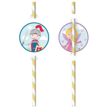 Hercegnő és Lovag Middle Ages papír szívószál, 8 db-os szett   Hercegnő és Lovag Middle Ages papír szívószál, 8 db-os szett