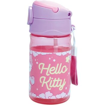 Hello Kitty Unicorn műanyag szívószálas kulacs akasztóval 350 ml   Hello Kitty Unicorn műanyag szívószálas kulacs akasztóval 350 ml