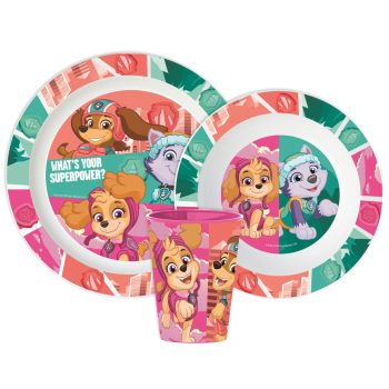 Mancs Őrjárat Superpowers étkészlet, micro műanyag szett, pohárral 260 ml    Mancs Őrjárat Superpowers étkészlet, micro műanyag szett, pohárral 260 ml