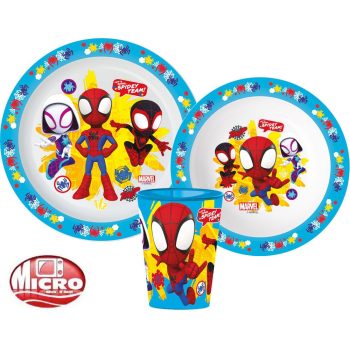 Pókember Spidey Team étkészlet, micro műanyag szett, pohárral 260 ml    Pókember Spidey Team étkészlet, micro műanyag szett, pohárral 260 ml