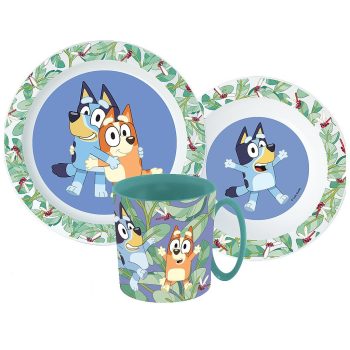 Bluey Tropical étkészlet, micro műanyag szett bögrével 390 ml    Bluey Tropical étkészlet, micro műanyag szett bögrével 390 ml